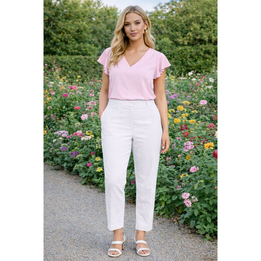 Jones New York Womens White Grace Ankle Pants Slacks Plus 16 Waist 40" NWT
